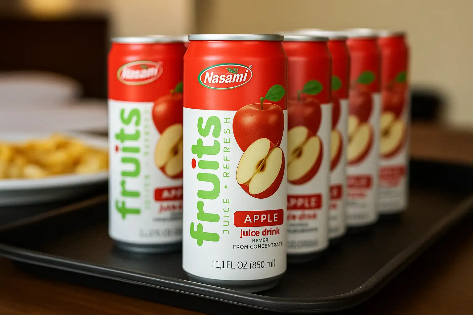 Premium 100 Apple Juice Not From Concentrate: Your B2B Beverage Solution 3 Premium 100 apple juice not from concentrate offered at a hotel breakfast buffet.
