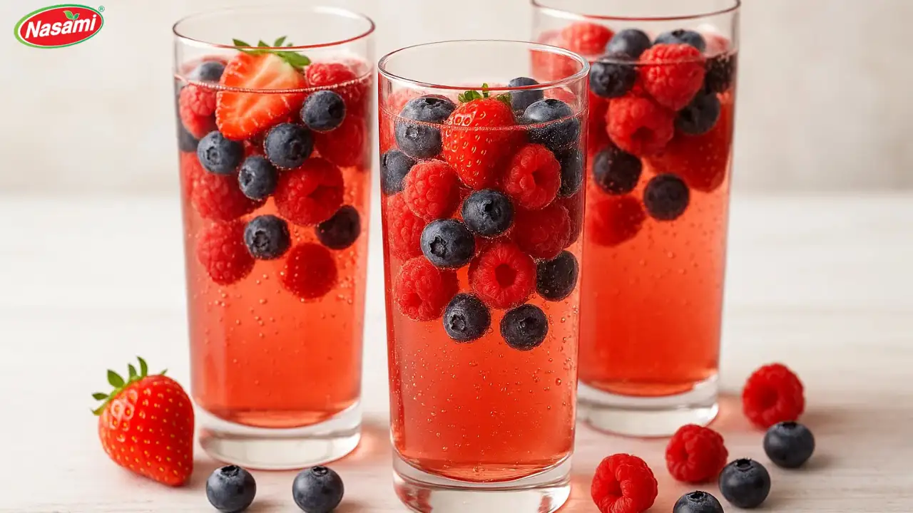 Festive Sparkling Fruit Punch: 7 Refreshing Party Drinks 2 Berry Bliss Sparkle adds a sweet and vibrant touch to your festive table.