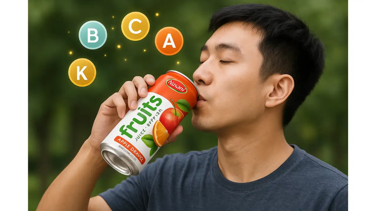 9 Surprising Apple Orange Juice Facts That Will Amaze You 1 Drinking apple orange juice to boost immune system with vitamins and nutrients highlighted.
