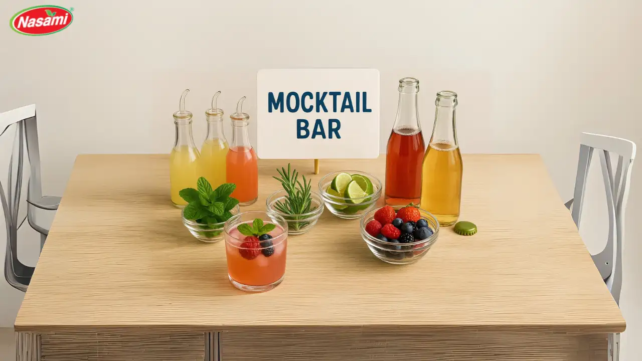 7 Best Non Alcoholic Sparkling Juice Picks to Try Today 2 NASAMI Mocktail Bar Setup