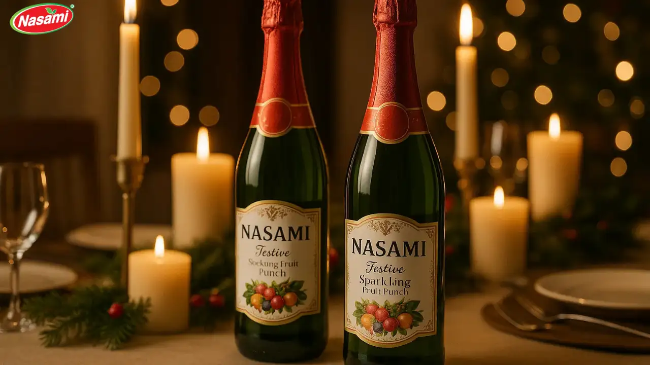 Festive Sparkling Fruit Punch: 7 Refreshing Party Drinks 4 Nasami Festive Sparkling Fruit Punch offers a premium, ready-to-serve party drink.