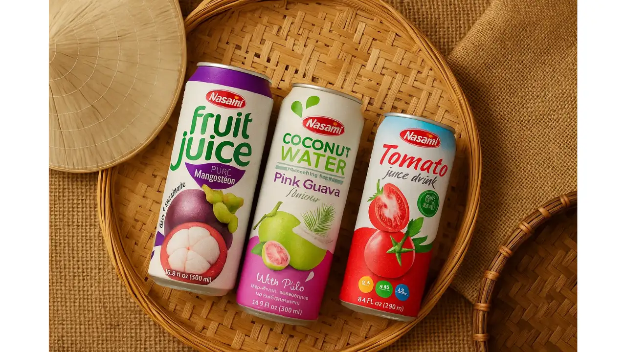 3 Reasons Why Fruit Juice in Aluminum Cans is Best 3 Nasami range of authentic Vietnamese fruit juices in recyclable aluminum cans.