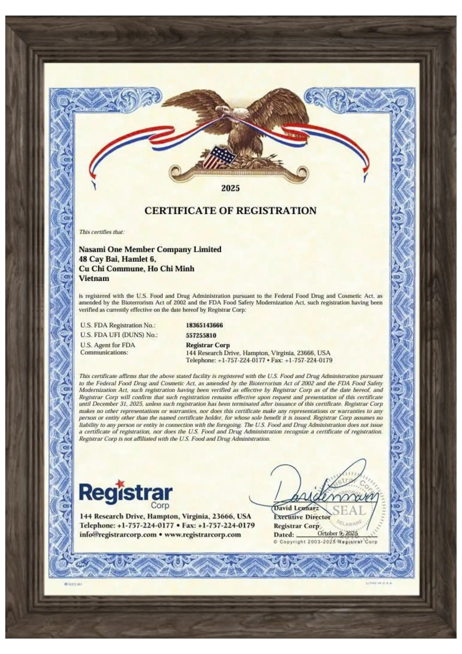 Công ty TNHH MTV Nasami 37 FDA