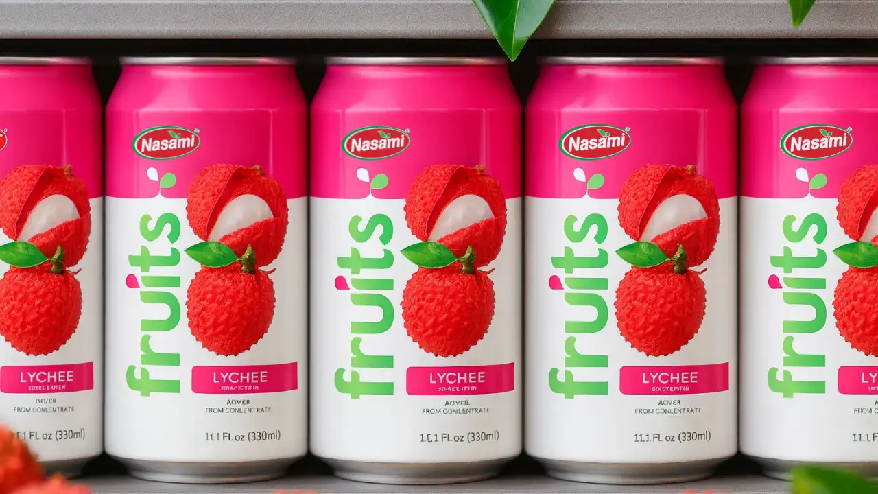 lychee fruit juice on shelf