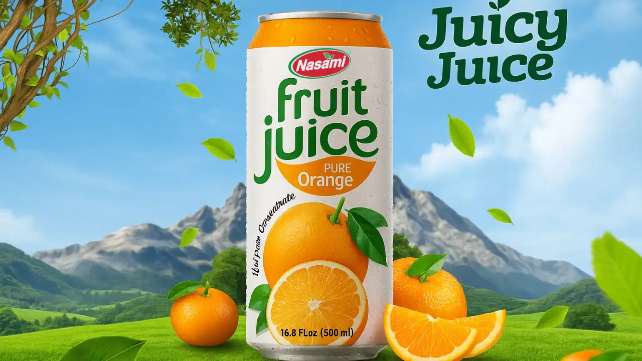 orange fruit juice in can