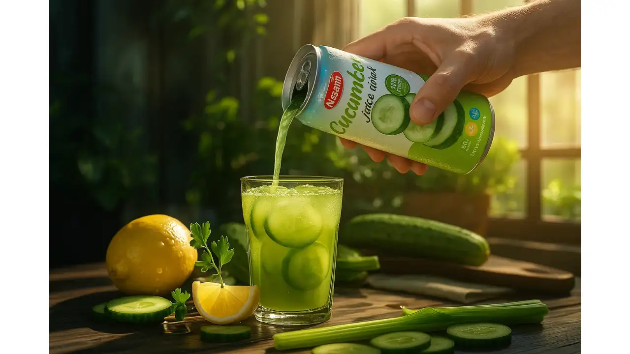 pouring low calorie green juice